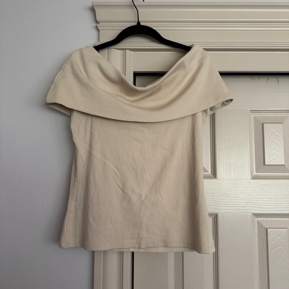 Sezane Cream Off-Shoulder Top